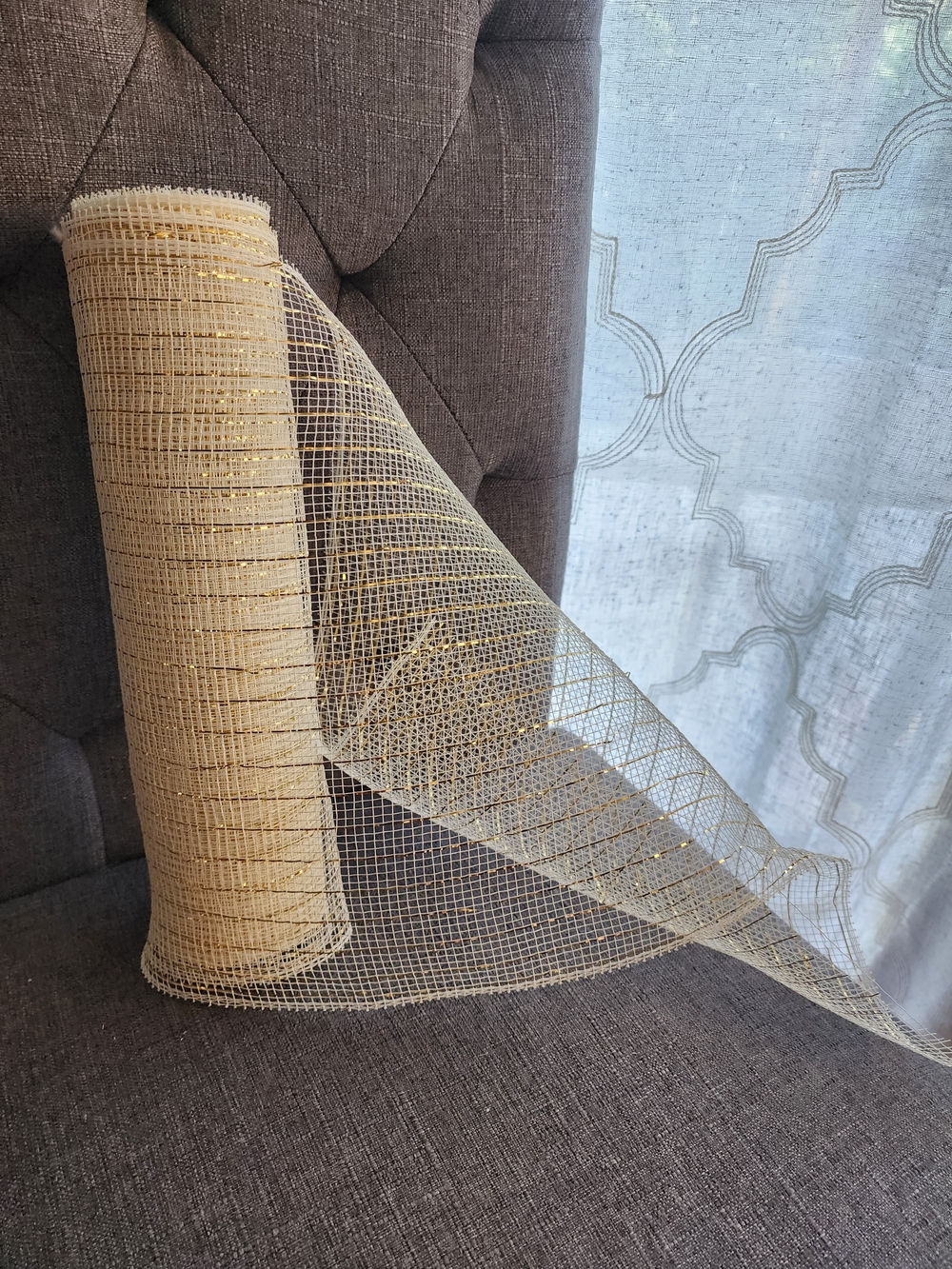 Gold and Cream Mesh Ribbon